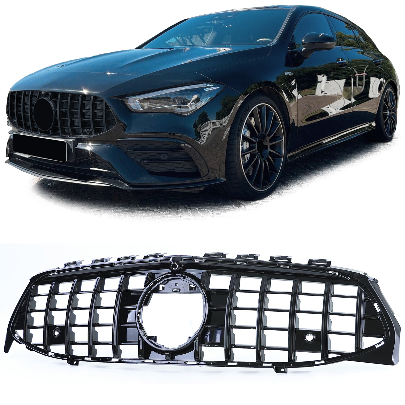 Grille - Mercedes CLA X118 vanaf 19 - Sport optiek - Zwart glans