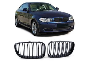 Radiateurgrill geschikt voor BMW E81 E82 E87 E88 LCI - Dubbele stang - Zwart glans