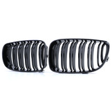 Radiateurgrill geschikt voor BMW E81 E82 E87 E88 LCI - Dubbele stang - Zwart glans