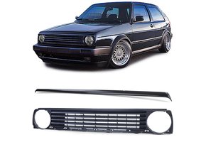 Radiateurgrill geschikt voor VW Golf 2 83-91 - Badgeloos - Spoiler + Zwart