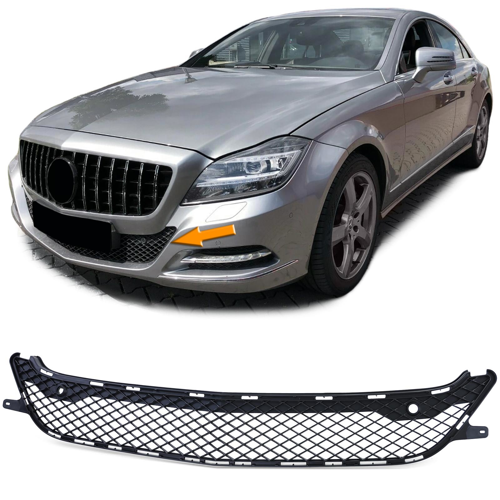 Radiateurgrill - Mercedes CLS C218 11-14 - Honingraatrooster - ZWART