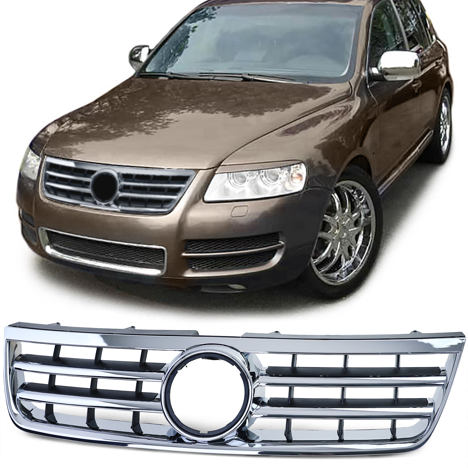 Radiateurgrill - VW Touareg 7L 02-06 - Zwart/Chroom - Topkwaliteit