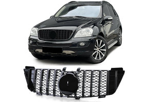 Sport radiateurgrill geschikt voor Mercedes M Klasse ML W164 05-08 - Sportieve uitvoering - Glanzend zwart