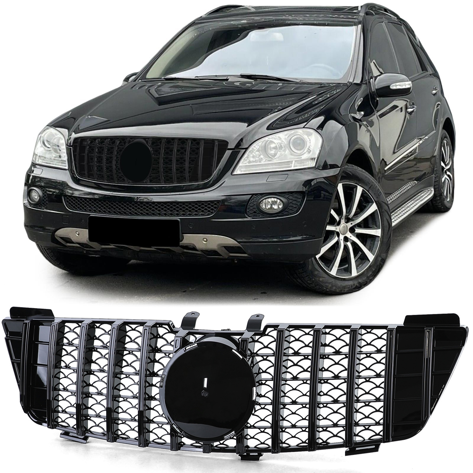 Sport radiateurgrill - Mercedes M Klasse ML W164 05-08 - Sportieve uitvoering - Glanzend zwart