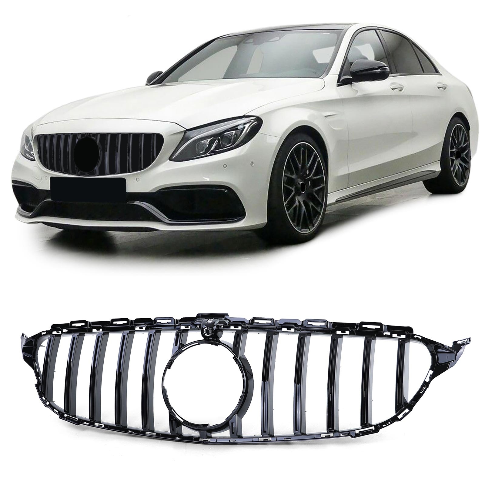Radiateurgrill - Mercedes C-klasse W205 vanaf 14 - Sport Optiek - Glanzend Zwart