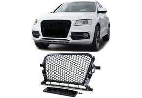 Radiateurgrill - Audi Q5 8R 12-16 - Honingraat sportlook - Zwart glanzend