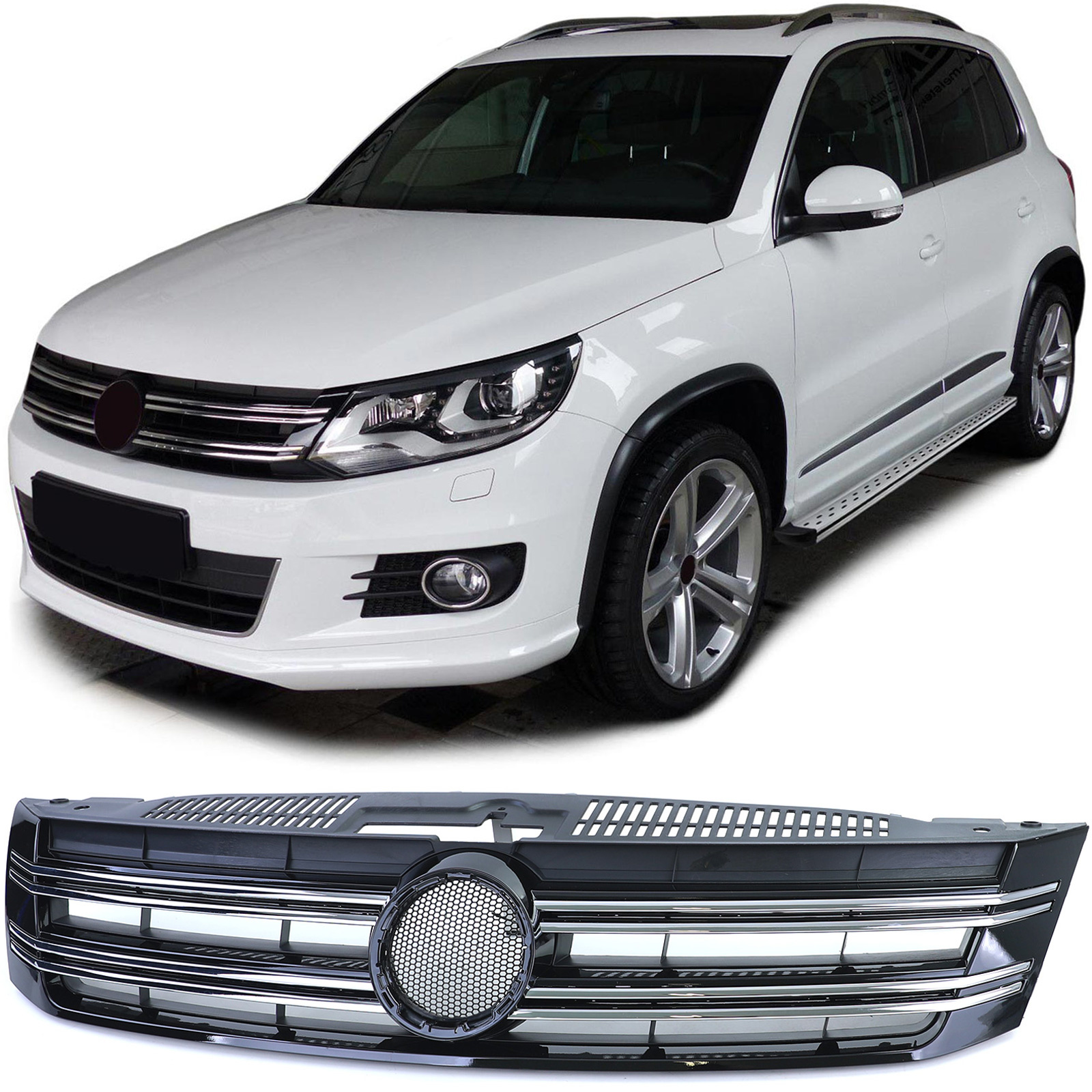 Radiateurgrill - VW Tiguan 5N Facelift 11-18 - Zwart Glans Chroom - OEM-kwaliteit