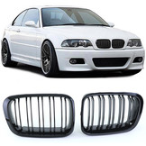 Radiateurgrille geschikt voor BMW E46 Limo Touring - dubbele stang - glans zwart