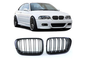 Radiateurgrille geschikt voor BMW E46 Limo Touring - dubbele stang - glans zwart