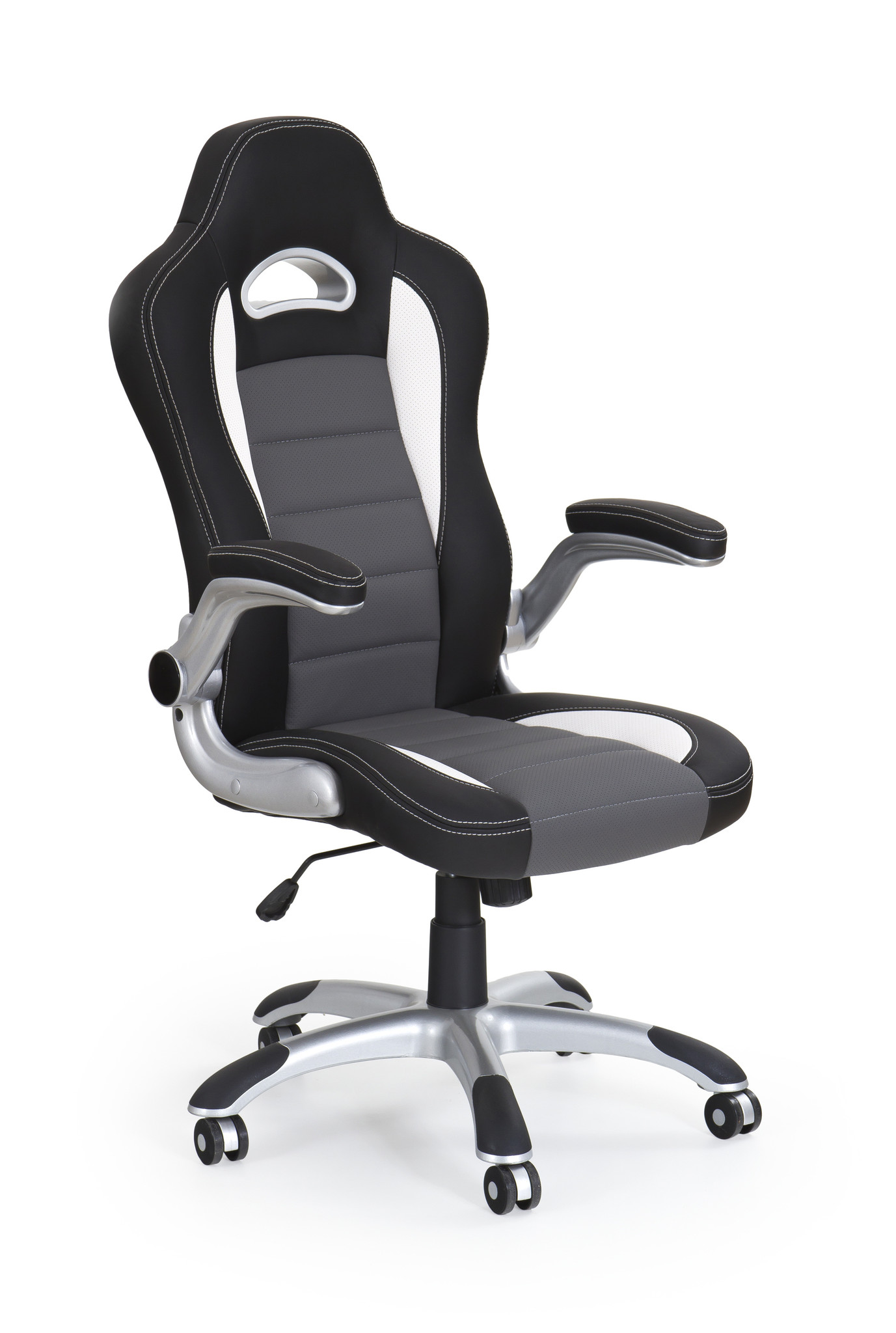 LOTUS - bureaustoel - eco leer - 63x117-127x65 cm - zwart grijs