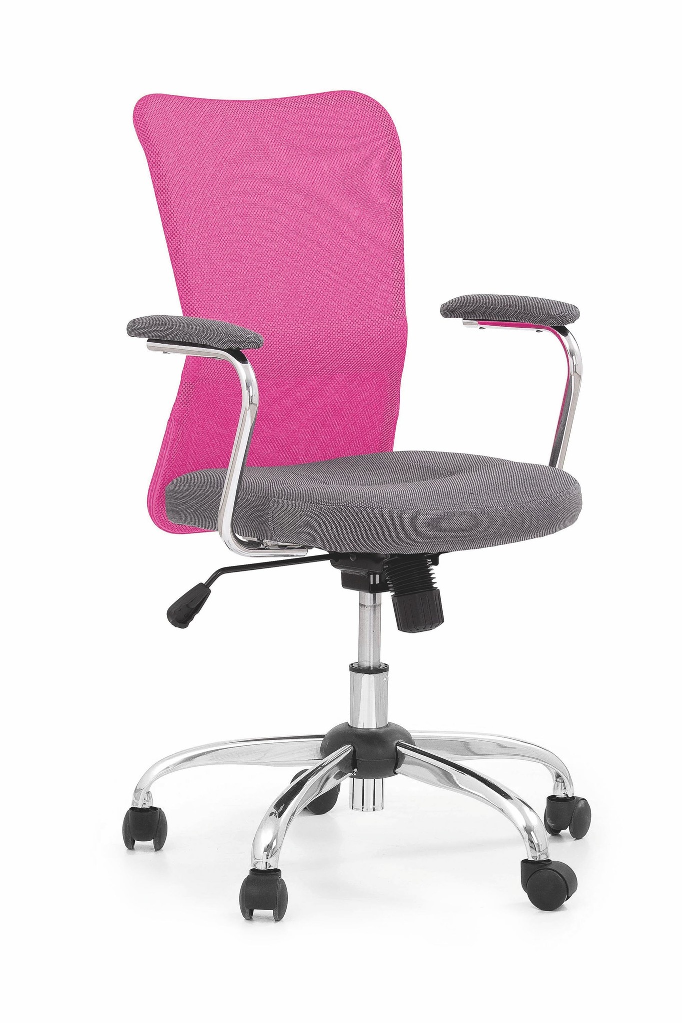ANDY - kinder bureaustoel - stof - 56x87-95x56 cm - grijs roze
