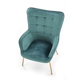 CASTEL - fauteuil - stof - 71x97x79 cm - groen goud