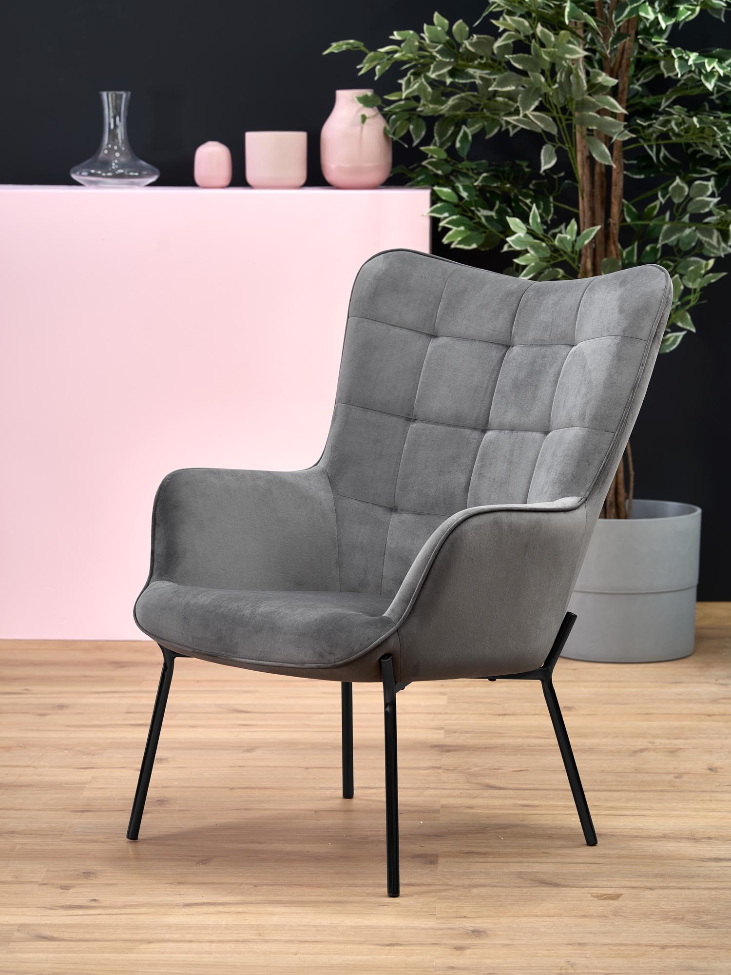 CASTEL - fauteuil - stof - 71x97x79 cm - grijs zwart