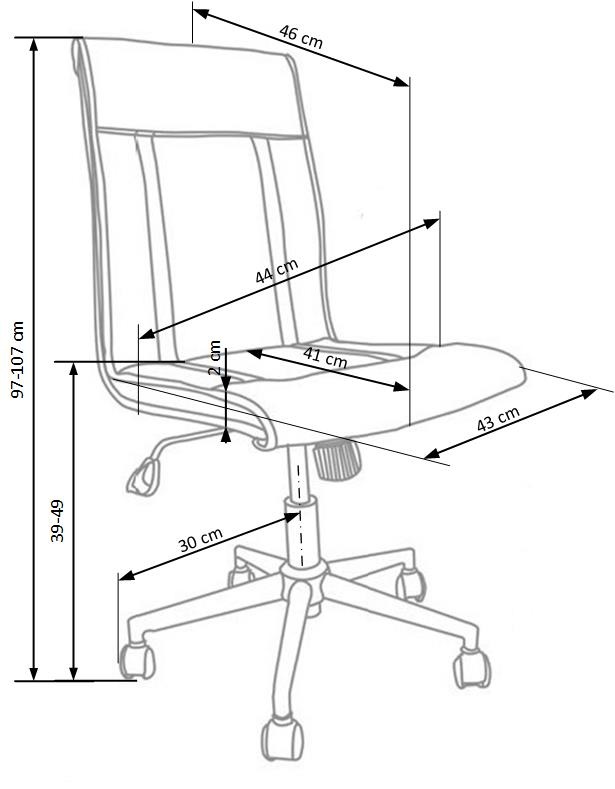 TIROL - bureaustoel - stoef - 44x97-107x46 cm - grijs