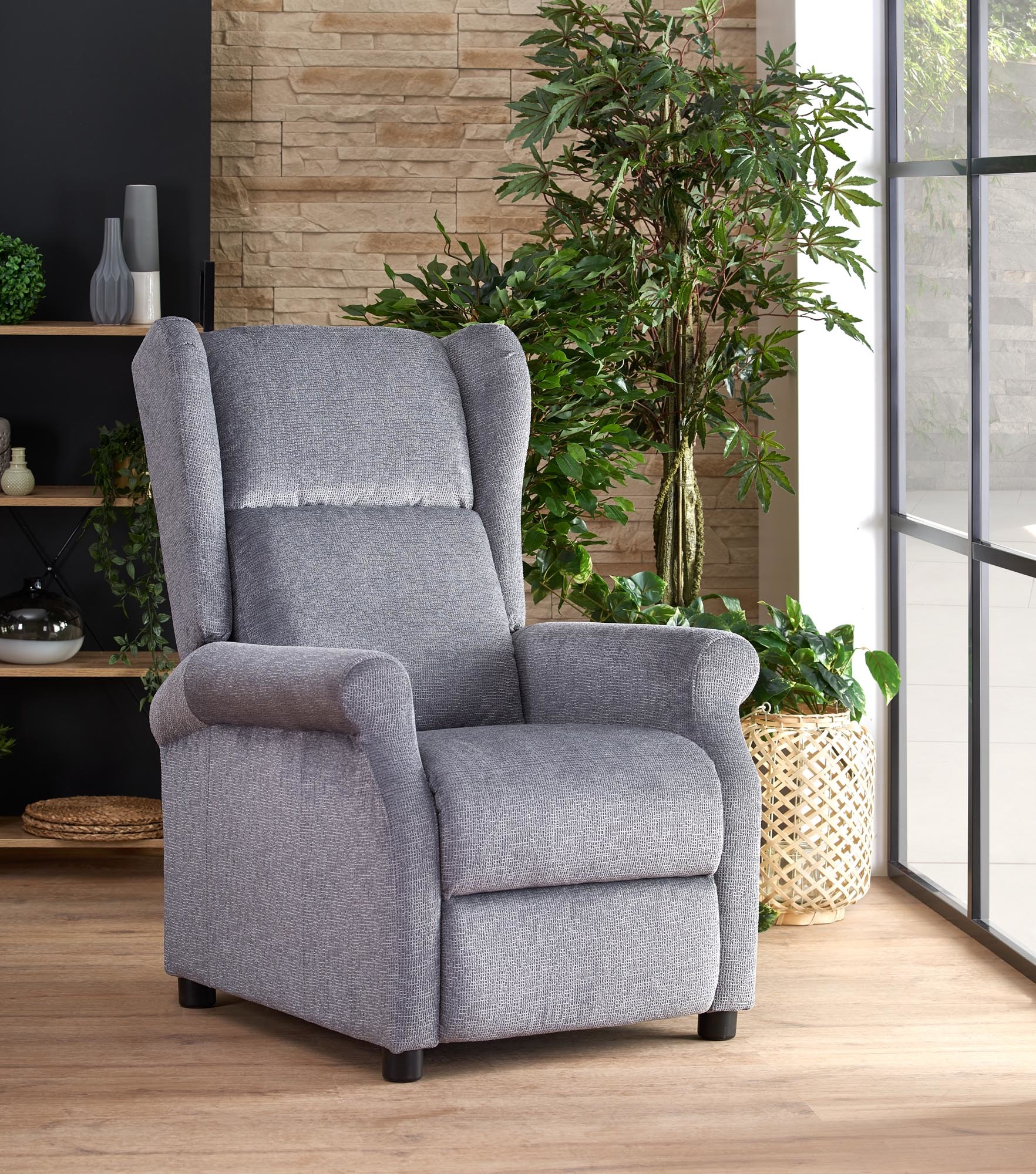 AGUSTIN - relaxfauteuil - uitklapbaar - grijs