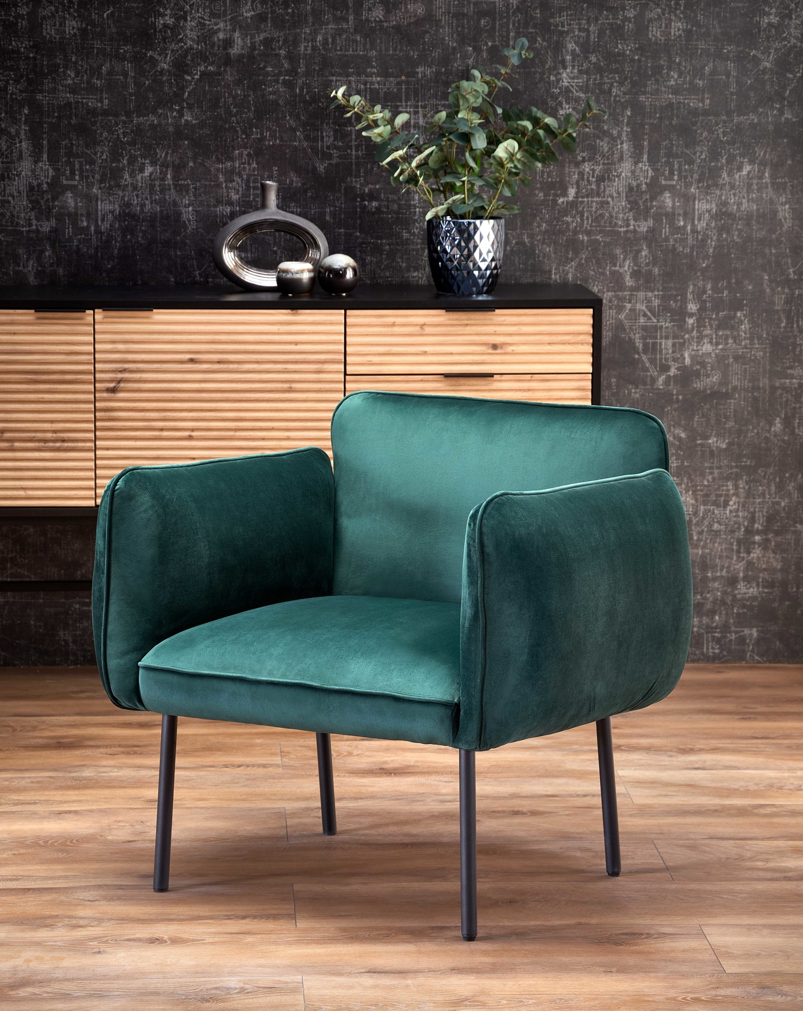 BRASIL - relaxfauteuil - 91x72x78 cm - donkergroen zwart