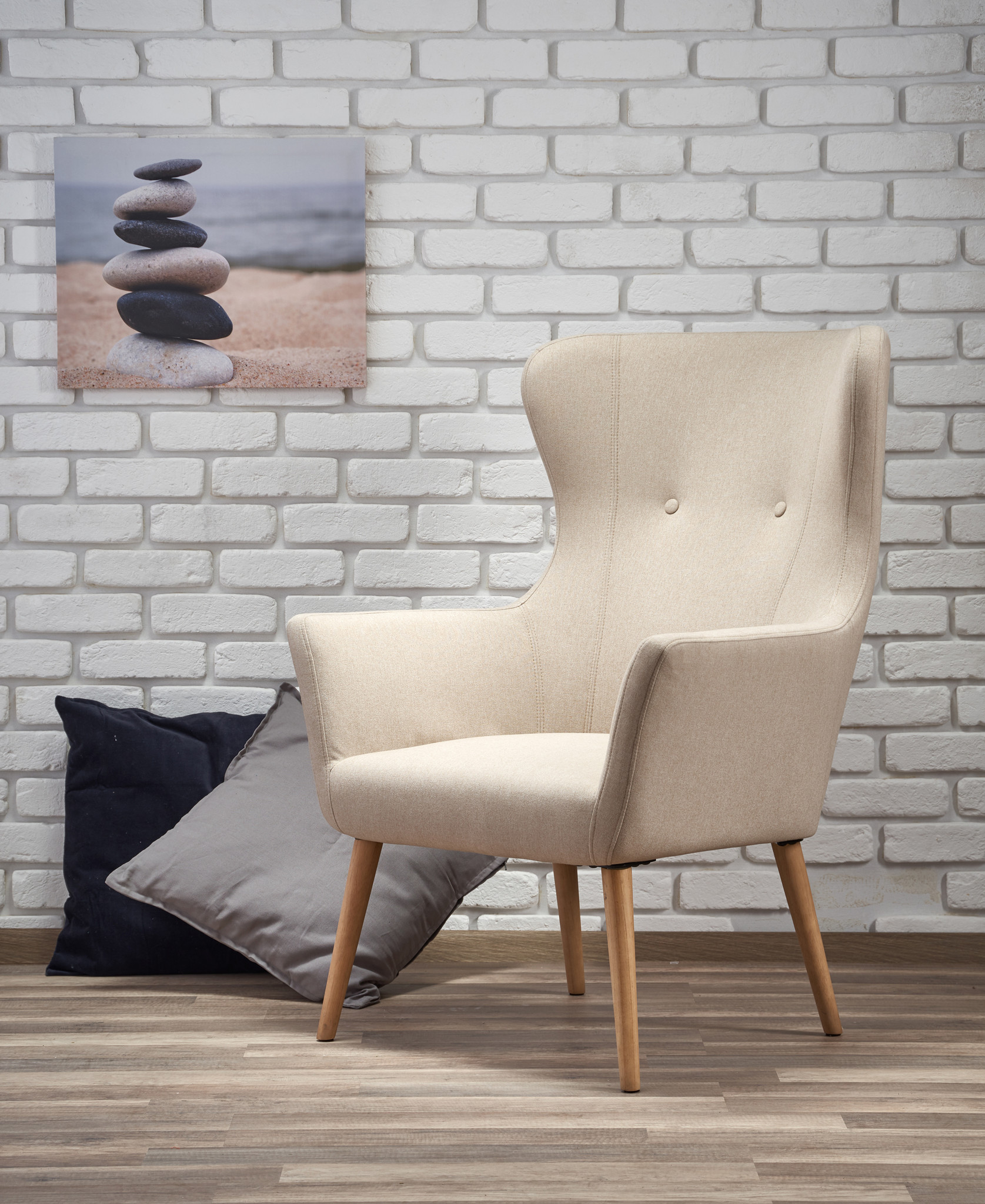 COTTO - relaxfauteuil - traditioneel - 73x76x99 cm - beige