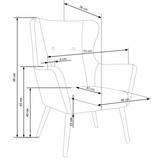 COTTO - relaxfauteuil - traditioneel - 73x76x99 cm - blauw