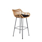 Barkruk - synthetisch rotan - 54x99x52 cm - zwart