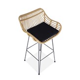 Barkruk - synthetisch rotan - 54x99x52 cm - zwart