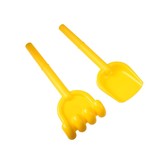 Loopauto - tractor - met aanhanger, schop & hark - blauw