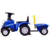 Loopauto - tractor - met aanhanger, schop & hark - blauw