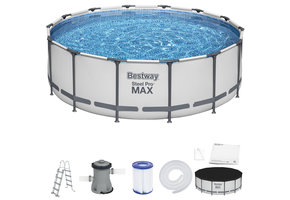 Bestway zwembad - met pomp en zwembad trap - 427x122 cm - wit
