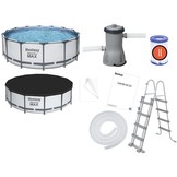 Bestway zwembad - met pomp en zwembad trap - 427x122 cm - wit