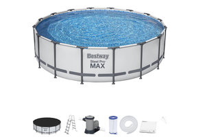 Bestway zwembad - met pomp en zwembad trap - 396x122 cm - wit