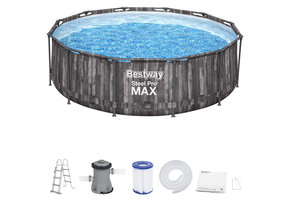 Bestway zwembad - met pomp en zwembad trap - 366x100 cm - hout