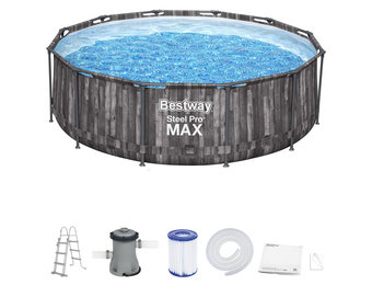 Bestway zwembad - met pomp en zwembad trap - 366x100 cm - hout