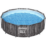 Bestway zwembad - met pomp en zwembad trap - 366x100 cm - hout