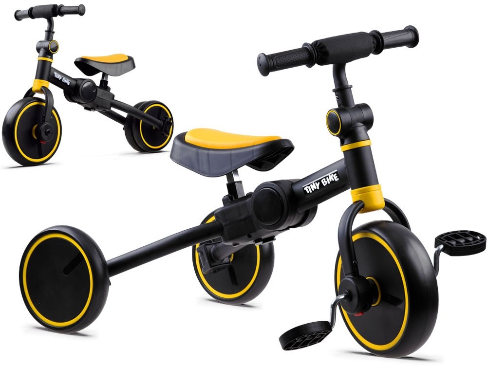Driewieler - loopfiets - 3-in-1 - 73x47x51 cm - zwart, geel