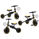 Driewieler - loopfiets - 3-in-1 - 73x47x51 cm - zwart, geel