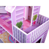 Houten poppenhuis - met meubels - 60x24x70 cm - 3 etages - roze