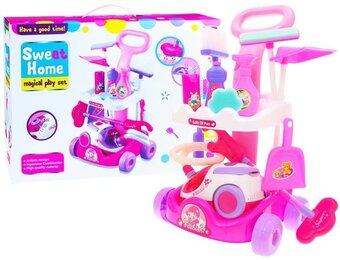 Kinder schoonmaakset - met speelgoed stofzuiger - 51 cm - roze