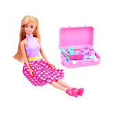 Poppenkleertjes - met kledingkast - 33x9x39cm - 33 delig - roze