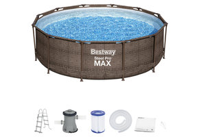 Bestway zwembad - met pomp en zwembad trap - 366x100 cm - rotan