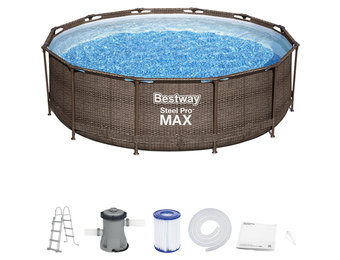 Bestway zwembad - met pomp en zwembad trap - 366x100 cm - rotan