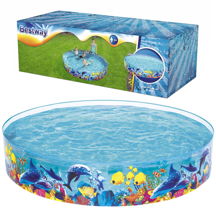 Kinderzwembad - Bestway -  ⌀244x46 cm - transparant - zeedieren