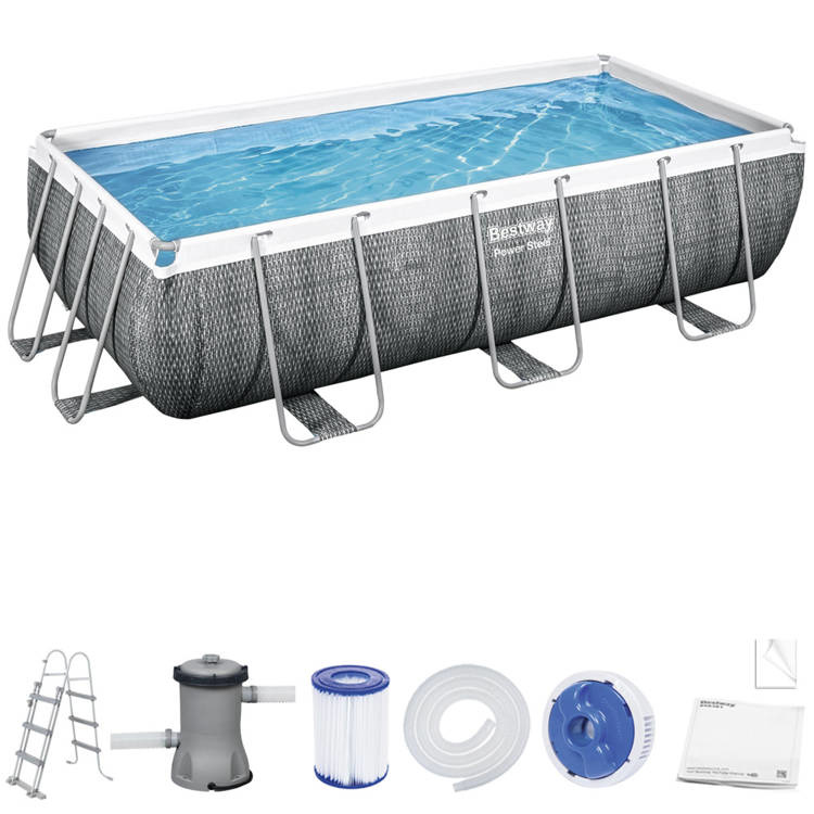 Bestway zwembad - met pomp en trap - 404x201x100 cm - rotan