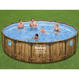 Bestway zwembad - met pomp, trap & afdekzeil - 488x122cm - hout