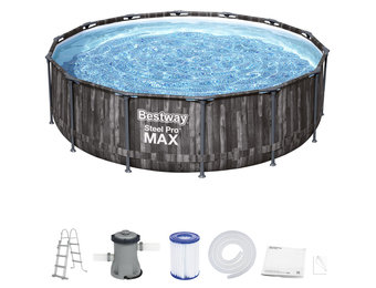 Bestway zwembad - met pomp en zwembad trap - 427x107 cm - hout