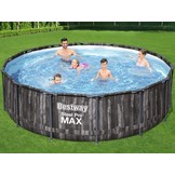 Bestway zwembad - met pomp en zwembad trap - 427x107 cm - hout