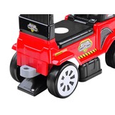 Loopauto - tractor - met aanhanger, schop & hark - rood