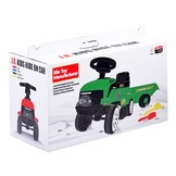 Loopauto - tractor - met aanhanger, schop & hark - rood