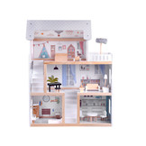 Houten poppenhuis - met meubels en verlichting - 61,5x26,5x78cm