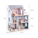 Houten poppenhuis - met meubels en verlichting - 61,5x26,5x78cm