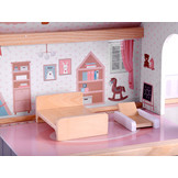 Houten poppenhuis - met meubels en verlichting - 61,5x26,5x78cm