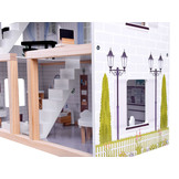 Houten poppenhuis - met meubels en verlichting - 61,5x26,5x78cm